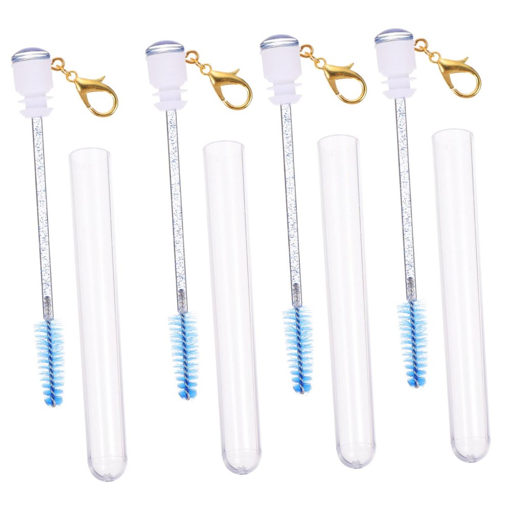 MUSISALY 4pcs Eyelash Brush Keychain for Mascara and Brow Grooming Beauty Tool for Travel Daily Use and Makeup Artists