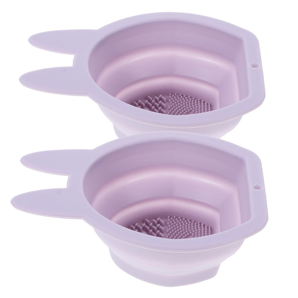 BELLIFFY 2pcs Rabbit Shaped Silicone Makeup Brush Cleaner Bowl Hanging Makeup Brush Sponge Cleaner Spinner and Sponge Cleansers