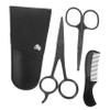 Healeved 1set Stainless Steel Beard Grooming Scissors Trimming Shears Comb and Storage Pouch for Men for Home Barbershop and Travel Use view 1