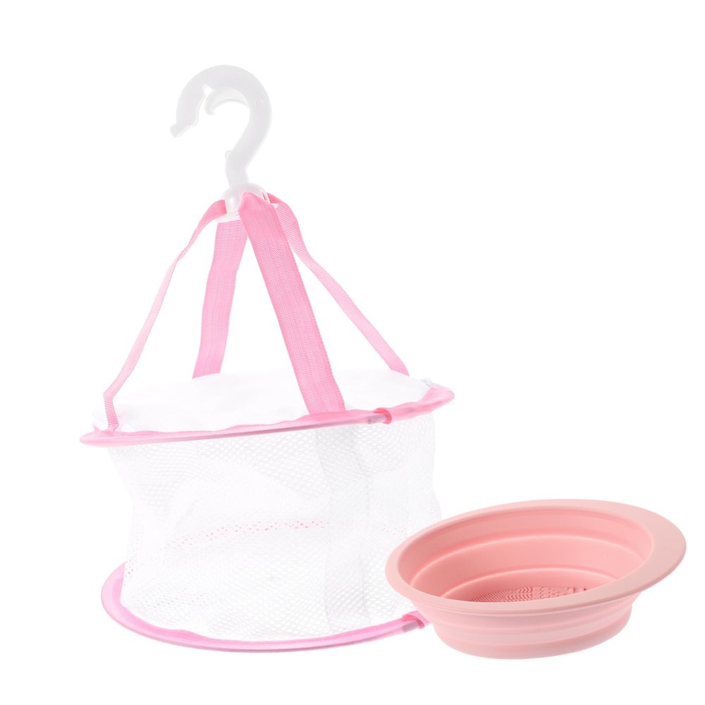 BELLIFFY Hanging Makeup Brush Cleaning Bowl Set 1 Set of Silicone Cleaning Pad Drying Net Makeup Brush Cleaner