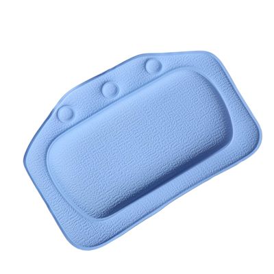 WOONEKY PVC Bath Pillow Burlap Surface Dark Blue Spa Headrest Suction Cups for Slip-Resistant Comfort Bathtub
