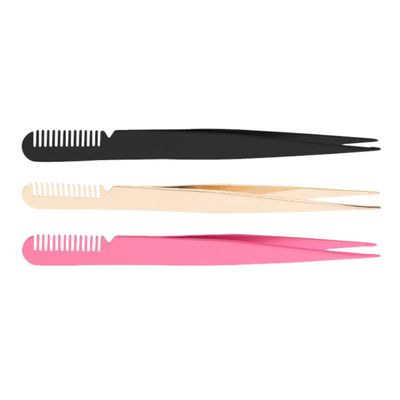 SOESFOUFU 3pcs Eyelash Clamp Tweezers Professional Beauty Tool Comb for Lash Extensions and Eyebrow Tweezers