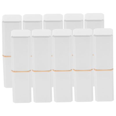 10Pcs White ABS Lipstick Tubes 8x1.8x1.8cm DIY Empty Containers