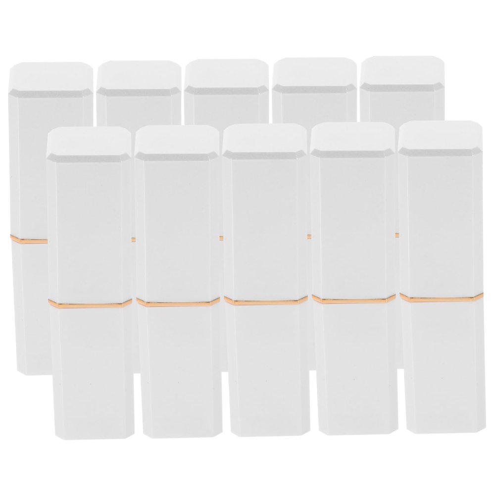 10Pcs White ABS Lipstick Tubes 8x1.8x1.8cm DIY Empty Containers