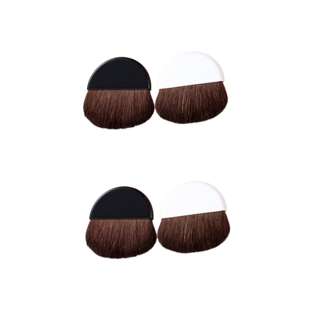 Outanaya 4pcs Portable Professional Makeup Brush Soft Blush and Foundation Brushes Compact Design White Black for Travel and Everyday Use