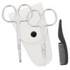 Healeved 8pcs Precision Beard Scissors Set Stainless Steel Nose Hair Trimmer Grooming Kit for Men Includes Pointed Round Scissors Small Comb and White Leather Case for Travel view 1