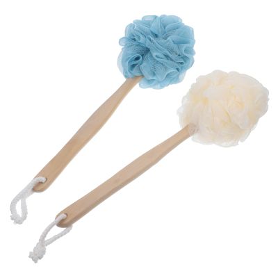 AUTSUPPL 2pcs Handle Bath Brush Exfoliating Back Scrubber for Shower Mesh Poufs for Cleaning for Skin Types and Seasons