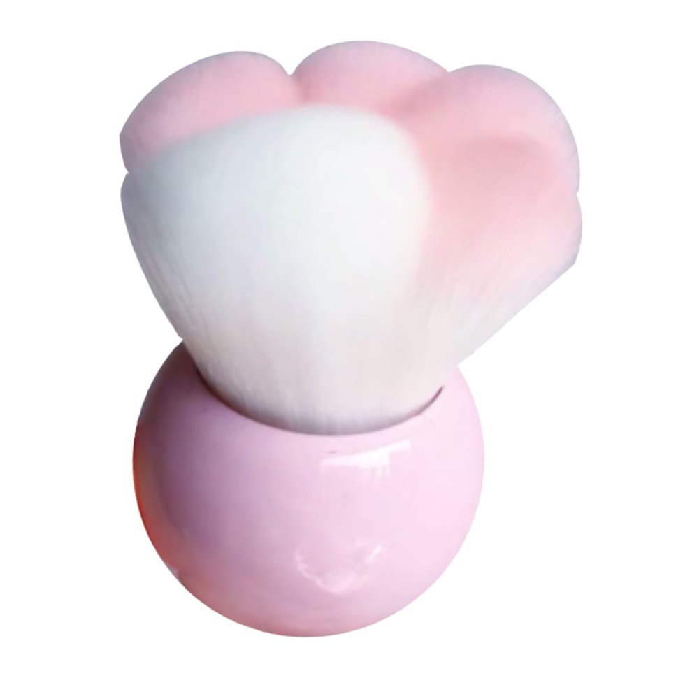 BELLIFFY Cat Paw Design Powder Blush Brush Portable Makeup Applicator for Women Girls Washable Reusable for Daily Professional Use Cute Cosmetic Tool Pink