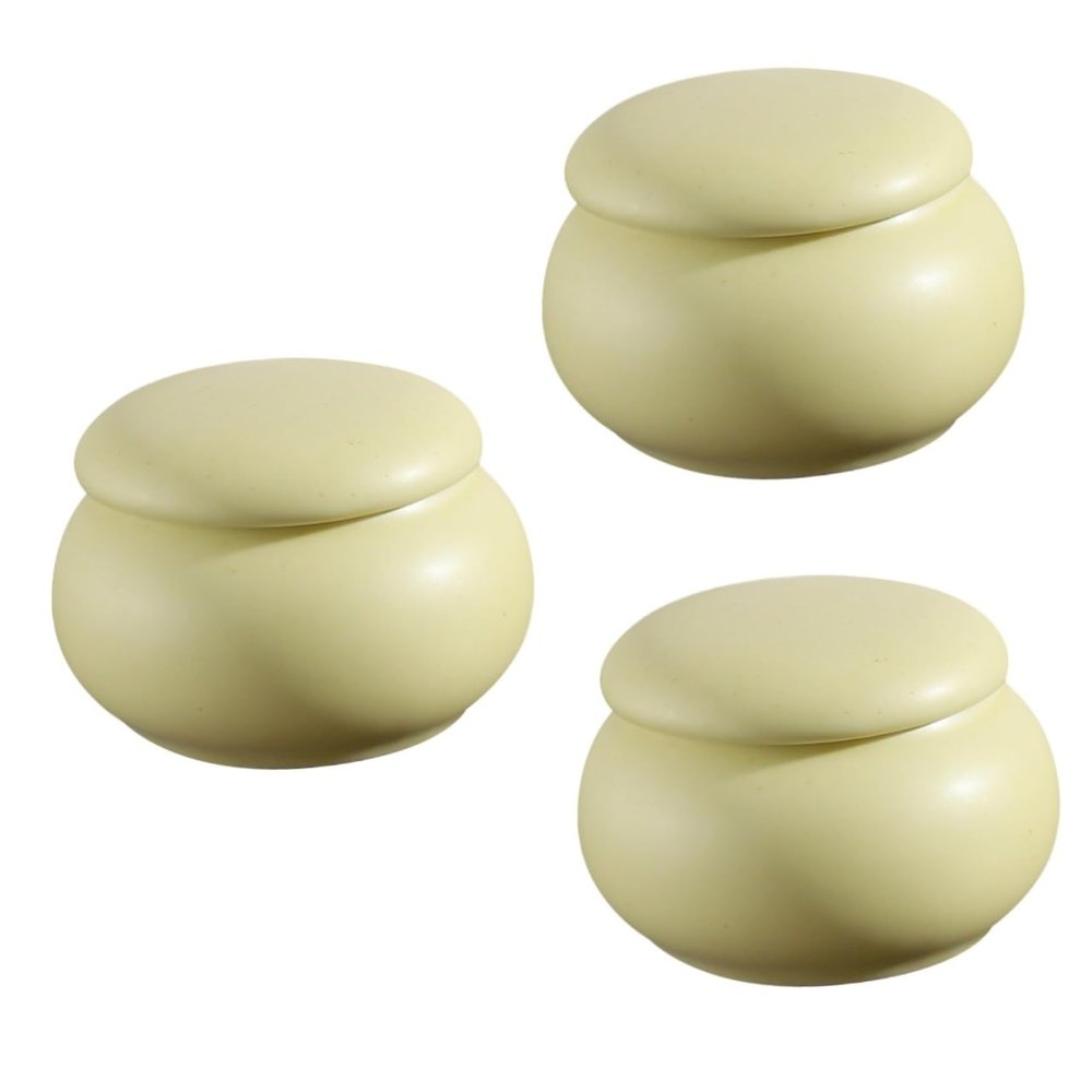 Outanaya 3pcs Travel Makeup Containers Lids Small Lotion Bottles for Toiletries Ceramic Jar Storage Jars