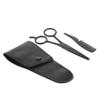 Healeved 3pcs Mustache and Beard Care Set Stainless Steel Trimming Scissors Beard Cutter and PU Leather Storage Bag for Barbershop and Home Grooming view 1