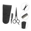 Healeved 3pcs Mustache and Beard Care Set Stainless Steel Trimming Scissors Beard Cutter and PU Leather Storage Bag for Barbershop and Home Grooming view 2