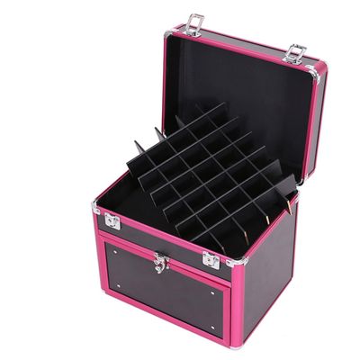 WOONEKY Nail Beauty Box Large Capacity Aluminum Cosmetic Storage Makeup Container with Organizer Portable Case
