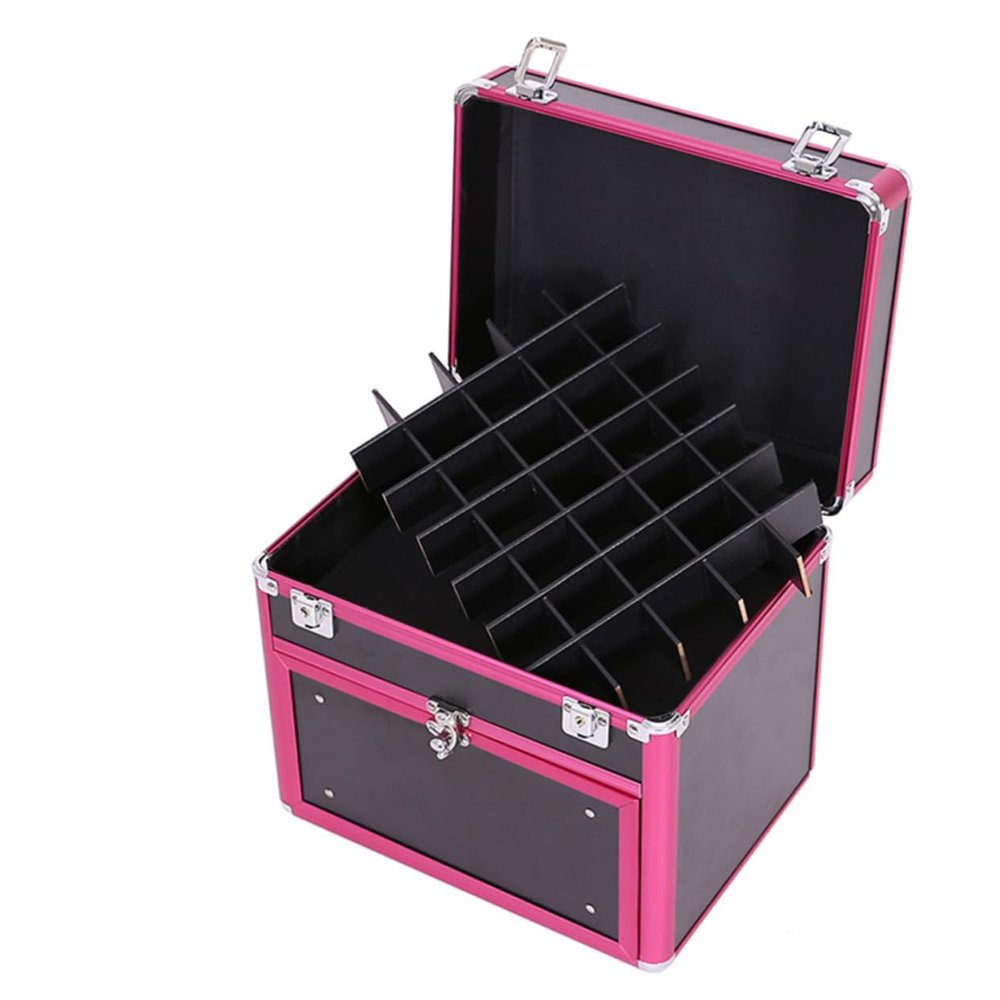 WOONEKY Nail Beauty Box Large Capacity Aluminum Cosmetic Storage Makeup Container with Organizer Portable Case