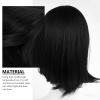 Healeved Black Short Bob Wig for Women Heat Resistant Synthetic Hair Wig Bangs for Cosplay and Daily Wear Short Straight Bob Style view 3