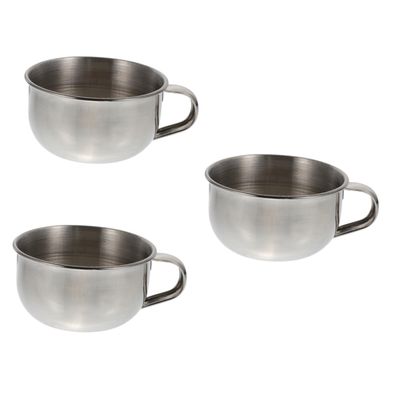 Healeved 3pcs Stainless Steel Shaving Bowl Handle Simple Design Men's Shaving Container for Effortless Creation and Safe Use Barbershops
