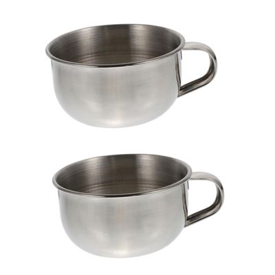 Healeved 2pcs Stainless Steel Shaving Bowl Handle Men's Shaving Bubbling Vessel for Easy Creation for Home and Barber Use