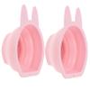 WOONEKY 2pcs Bunny-shaped Silicone Makeup Brush Cleaner Folding Design for Easy Storage Multipurpose Hanging Cleaner for Makeup Brushes Sponges and Chic and Decorative view 1