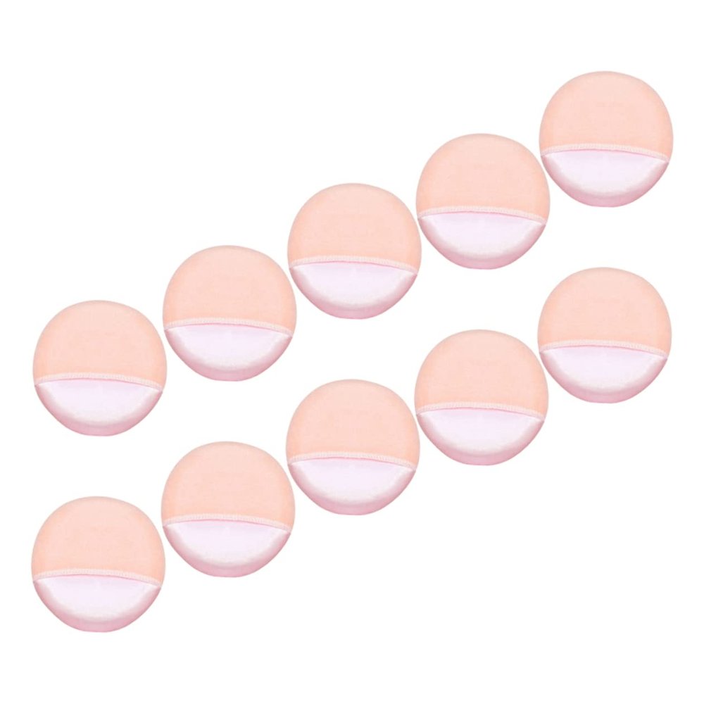 AUTSUPPL 10pcs Fluffy Rounded Makeup Sponges for Face Application Soft Powder Puff for Loose Powder Skin-friendly Beauty Tools for Girls Pink