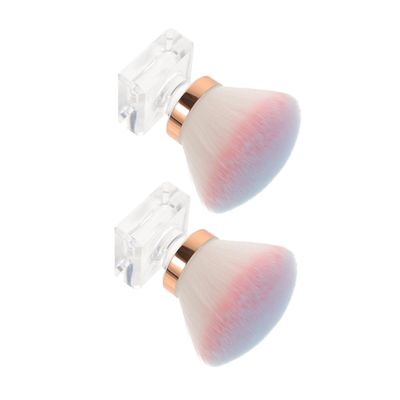 AUTSUPPL 2pcs Ergonomic Handle Soft Bristles Mushroom Head Makeup Brush for Fingernail Cleaning Powder Application