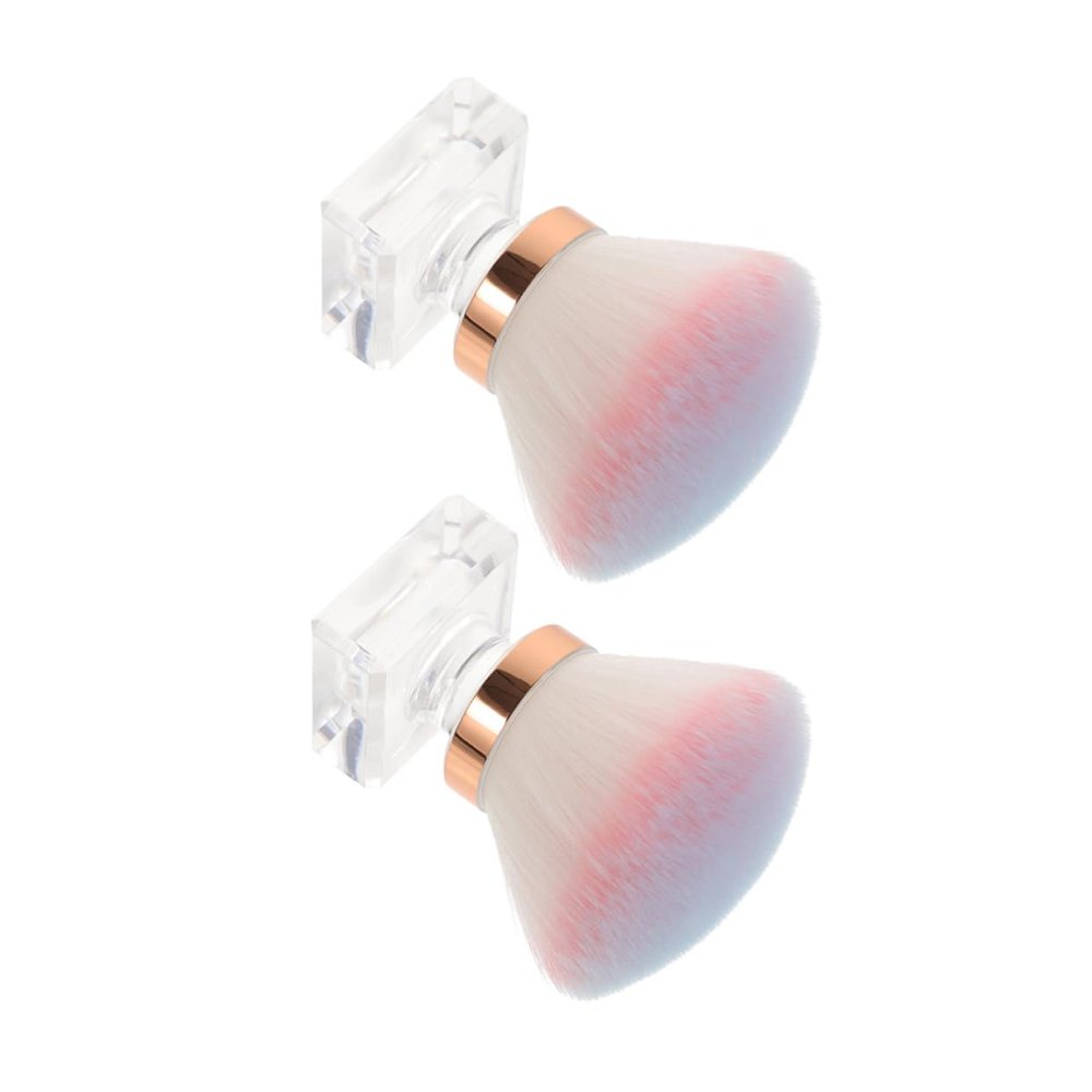 AUTSUPPL 2pcs Ergonomic Handle Soft Bristles Mushroom Head Makeup Brush for Fingernail Cleaning Powder Application