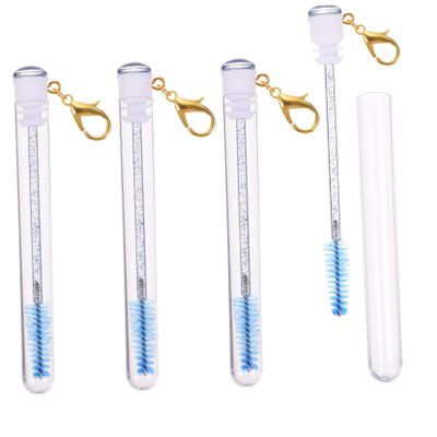 FOYTOKI 4pcs Lash Wand Keychain Brush Set Acrylic Eyelash Brush for Mascara Makeup Tool Portable Eyelash Tube