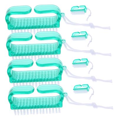 OSOLADY 8pcs Nail Art Clean up Brush Hard Bristle Nail Cleaning Brush for Fingernails and Toenails
