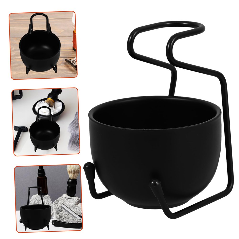 Gogogmee 1set Stainless Steel Shaving Brush Stand and Shaving Bowl Holder for Easy Storage and Quick Drying Essential for Men