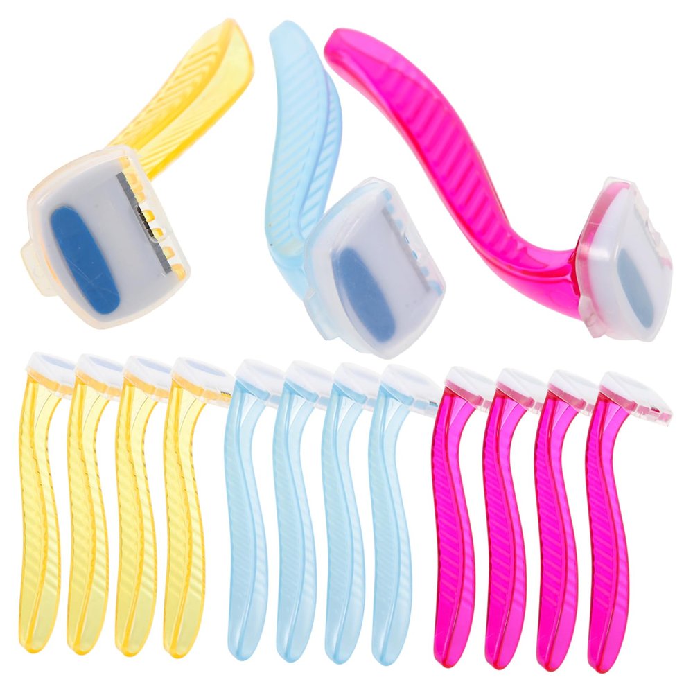 Mikinona 15pcs Manual Body Hair Shaver for Women and Girls Armpit Trimmer Portable and Travel-friendly for Wet Shaving Shower Includes Red Yellow Light Blue Razors