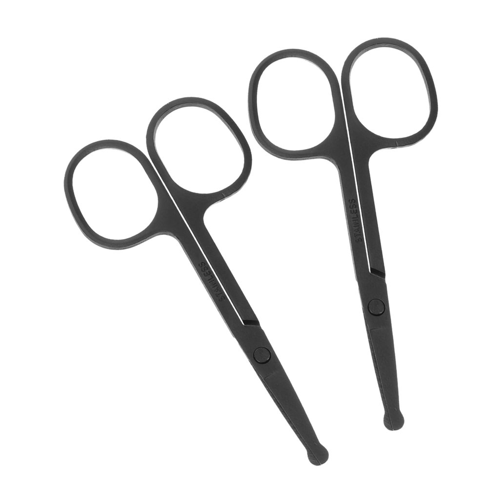 SOESFOUFU 2pcs Rounded Head Scissors Stainless Steel Eyebrow Mustache Nose Hair Trimming Scissors for Men and Women Safe Design for Facial Hair Grooming