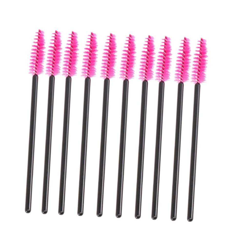 SOESFOUFU 100pcs Disposable Mascara Brush Fine Nylon Bristles for Daily Eye Makeup Rosy