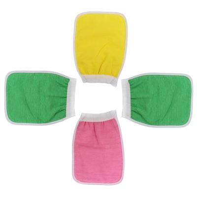 SOESFOUFU 4pcs Double Sided Exfoliating Body Scrub Gloves Deep Cleansing Exfoliator Mitts for Men and Women for Spa and Shower Use Random