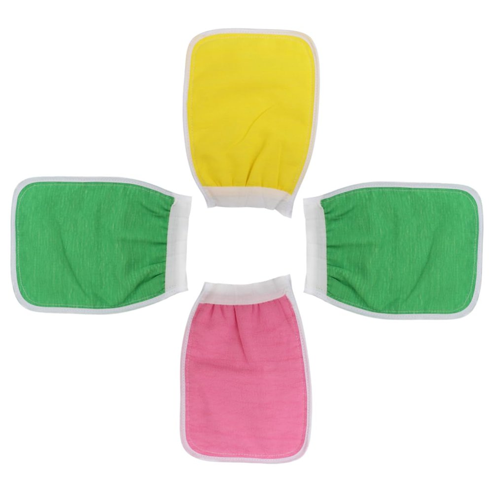 SOESFOUFU 4pcs Double Sided Exfoliating Body Scrub Gloves Deep Cleansing Exfoliator Mitts for Men and Women for Spa and Shower Use Random