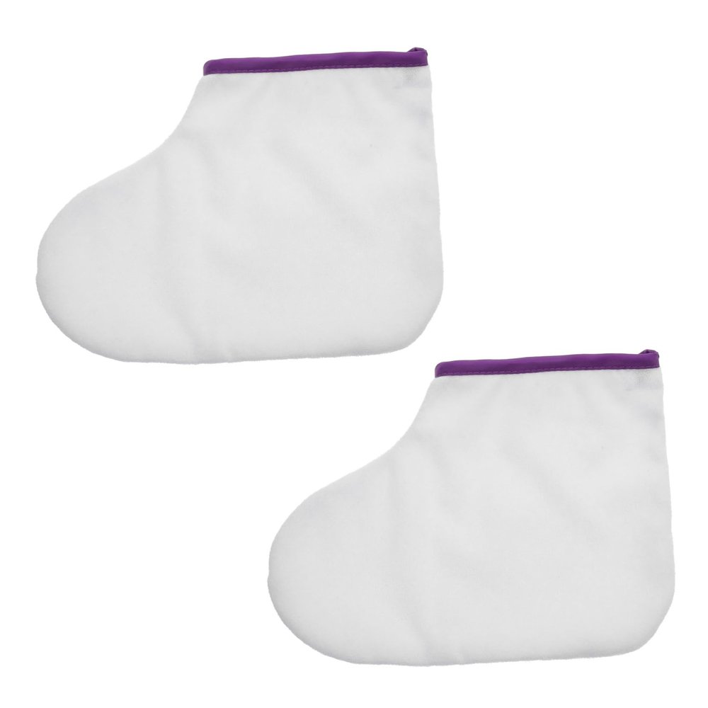 WOONEKY Paraffin Wax Foot Therapy Covers Elastic Band Design for Maximum Heat Retention Washable for White with Purple Trim Professional Foot Care