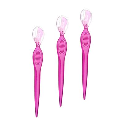 WOONEKY 3pcs Stainless Steel Eyebrow Razors for Precise Grooming Portable Beauty Makeup Tools Red for Women and Travel