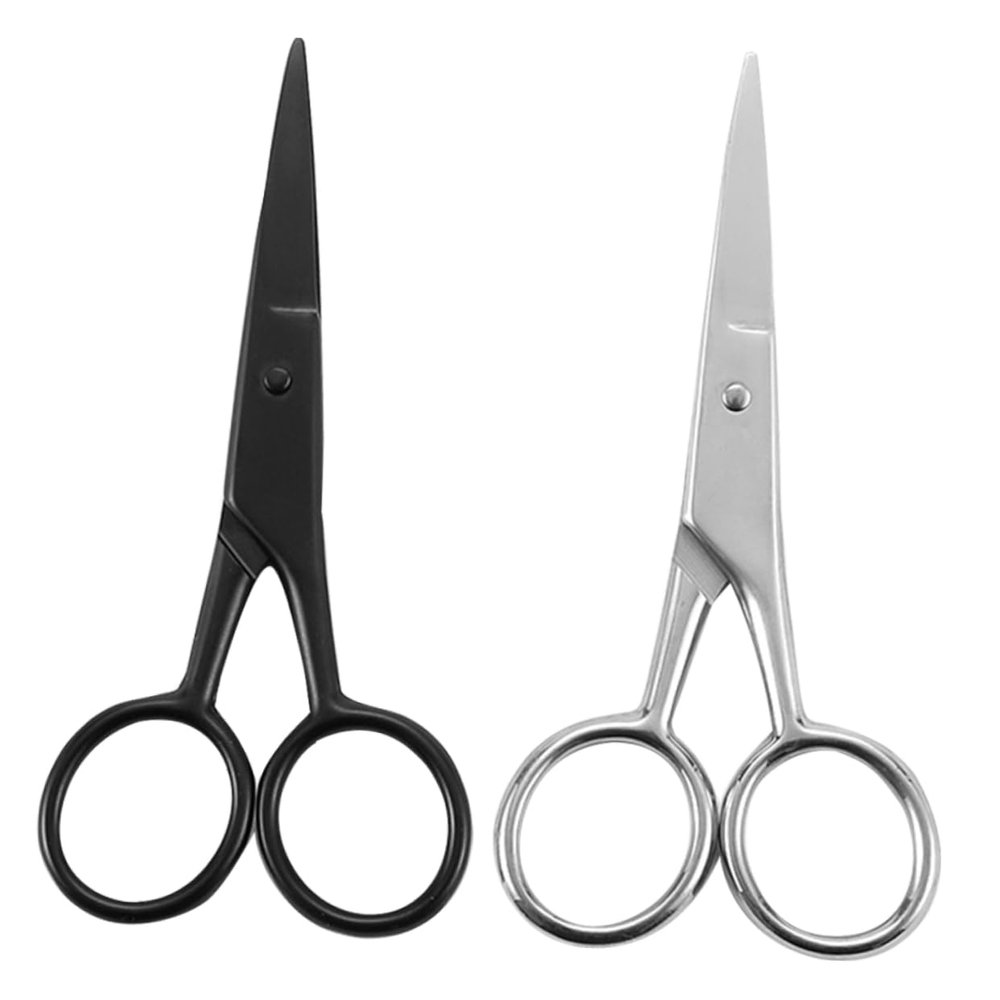 WOONEKY 2pcs Beard Scissors Professional Hair Trimmer Scissors Multifunctional Body Hair Clippers for Men Random Color