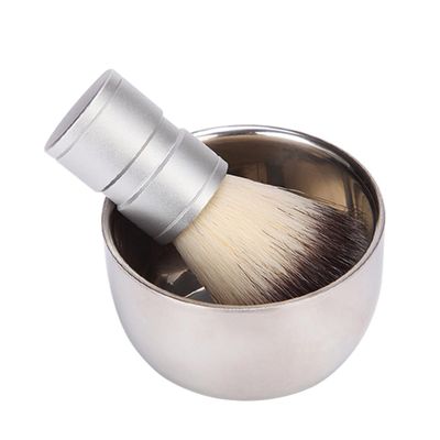 Healeved 2pcs Men's Double Sided Beard Brush Cleaning Kit Grooming Supplies for Men Stainless Steel Bowl Professional Beard Cleaning Brush Set