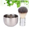 Healeved 2pcs Men's Double Sided Beard Brush Cleaning Kit Grooming Supplies for Men Stainless Steel Bowl Professional Beard Cleaning Brush Set view 2