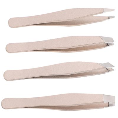 ASAKKURA 4pcs Mini Stainless Steel Eyebrow Tweezers Set Beauty Tool for Eyebrow Hair Removal Lightweight and Portable Unisex Grooming Essentials