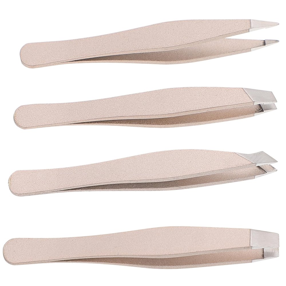 ASAKKURA 4pcs Mini Stainless Steel Eyebrow Tweezers Set Beauty Tool for Eyebrow Hair Removal Lightweight and Portable Unisex Grooming Essentials