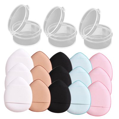HONMEET 15pcs Mini Finger Powder Puff for Loose Powder Makeup Washable Foundation Applicators for Women for Cream Compact Storage Boxes