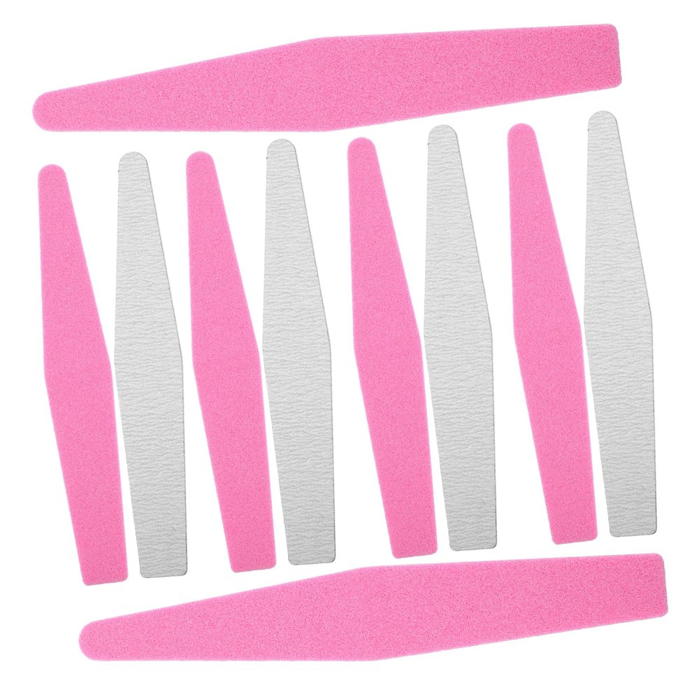 BIUDECO 10pcs Nail Files Dual-sided Nail Buffer Strips for Polishing and Shaping Durable Sponge Manicure and Home Use Pink Color
