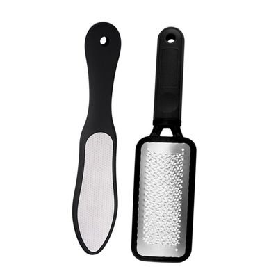 CANIGHT 2pcs Stainless Steel Double Sided Foot File for Pedicure Remover Tool and Ergonomic Non- Handle for Easy Dead Skin Removal