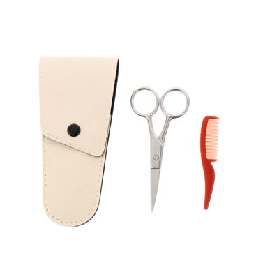 CANIGHT Men Hair Comb Brow Scissors Stainless Steel Beard Grooming Kit Face Trimmer Storage Bag