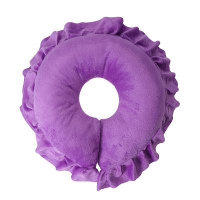 U Shaped Face Massage Pillow with Hole Design Purple Polyester