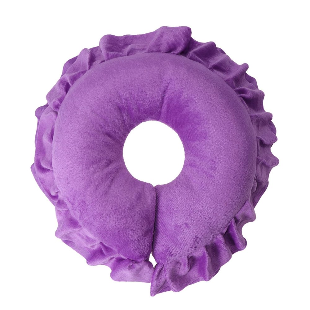 U Shaped Face Massage Pillow with Hole Design Purple Polyester