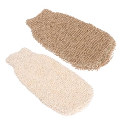 MUSISALY 2pcs Jute Woven Scrub Bath Gloves Exfoliating Body Scrubber for Smooth Skin for Bathing Natural Material Practical Lightweight Design