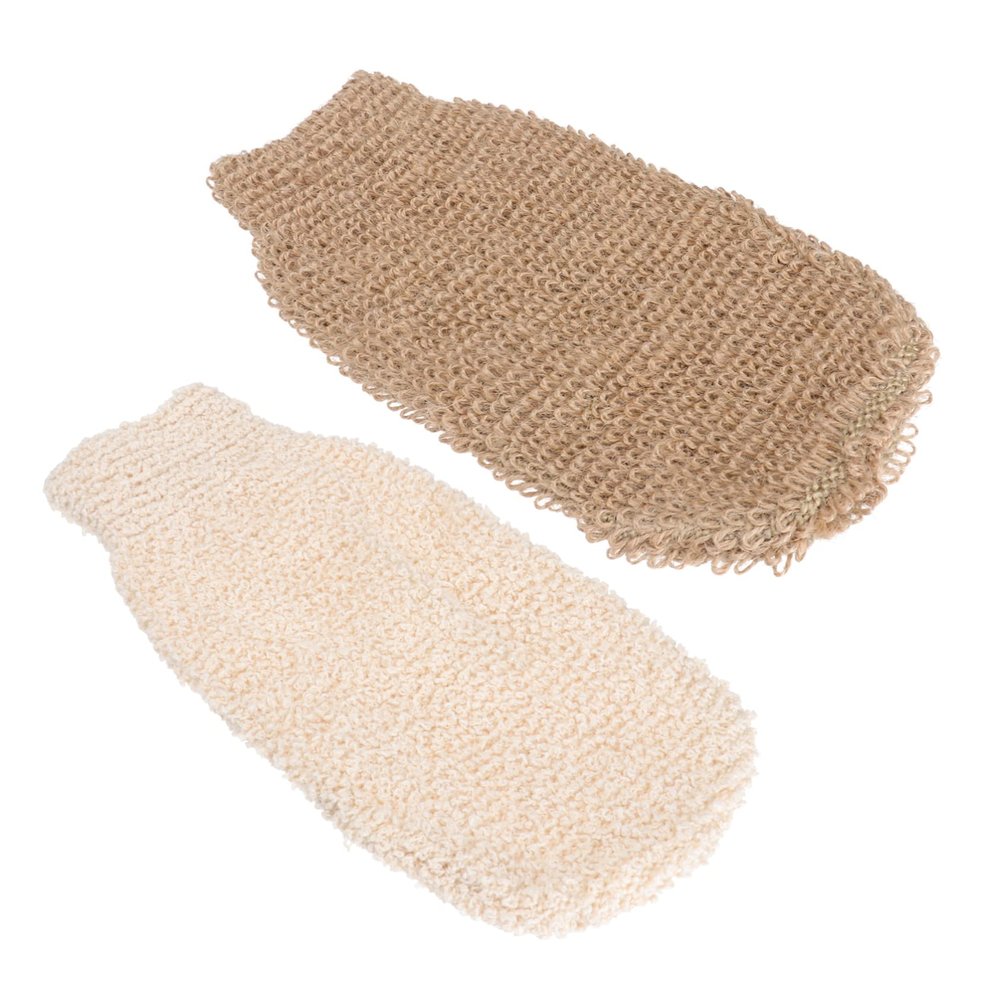 MUSISALY 2pcs Jute Woven Scrub Bath Gloves Exfoliating Body Scrubber for Smooth Skin for Bathing Natural Material Practical Lightweight Design