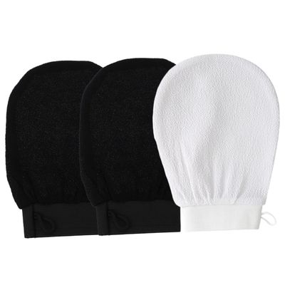 WOONEKY 3pcs Exfoliating Bath Gloves Multi-function Shower Mitts for Skin Scrubbing Cleaning for Home and Spa Use for Back Legs and Arms