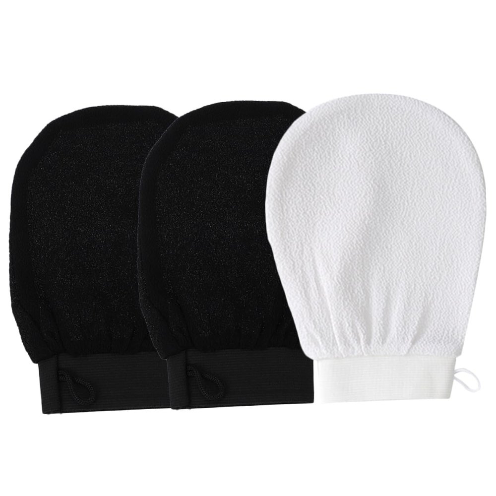 WOONEKY 3pcs Exfoliating Bath Gloves Multi-function Shower Mitts for Skin Scrubbing Cleaning for Home and Spa Use for Back Legs and Arms