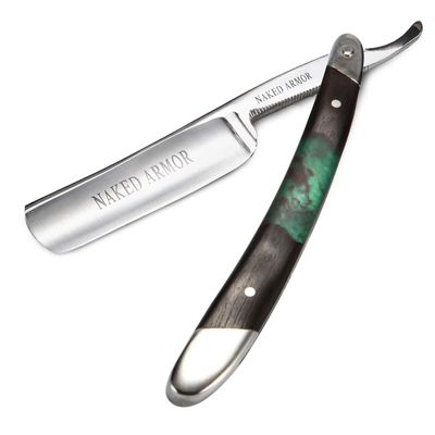 Naked Armor Mador Straight Razor - Shave Ready Japanese Steel Straight Razors for Men with Ebony Wood Scale, Case Included, Close Shave